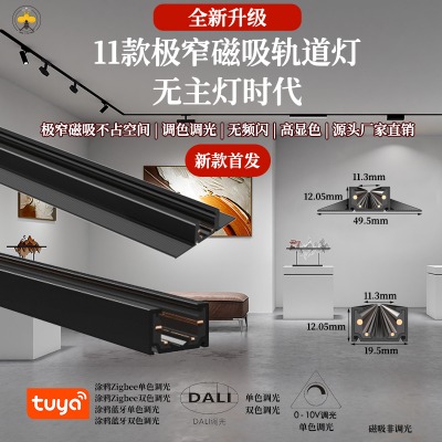 無主燈家用嵌入式極窄磁吸燈軌道燈0-10v調(diào)光dali調(diào)色