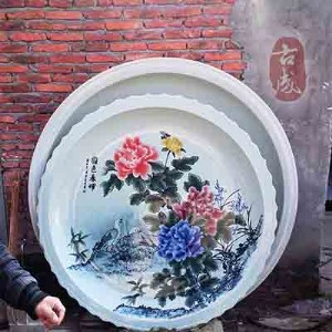 創(chuàng)意手工紀(jì)念大瓷盤 別墅裝飾大掛盤 青花大咖盤