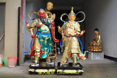 玻璃鋼彩繪關(guān)公韋陀菩薩雕塑